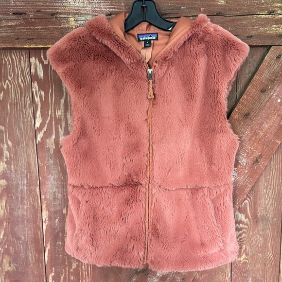 Patagonia Lunar Frost hooded super plush teddy fleece vest. Zipper front. Small - Picture 1 of 5